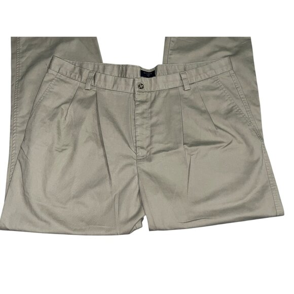 Dockers Mens Pleated Khaki Pants W42 L32 100% Cotton Beige Casual Wear - Picture 4 of 9